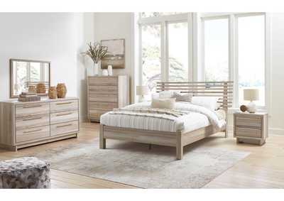 Hasbrick Queen Panel Bed with Mirrored Dresser, Chest and 2 Nightstands,Signature Design By Ashley