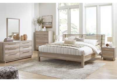 Hasbrick Queen Panel Headboard with Mirrored Dresser and 2 Nightstands,Signature Design By Ashley