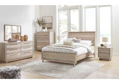 Hasbrick Queen Panel Headboard with Mirrored Dresser and Nightstand,Signature Design By Ashley