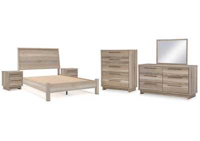 Hasbrick Queen Panel Bed with Mirrored Dresser, Chest and 2 Nightstands,Signature Design By Ashley