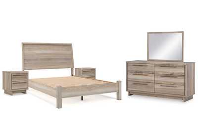 Hasbrick Queen Panel Bed with Mirrored Dresser and 2 Nightstands,Signature Design By Ashley