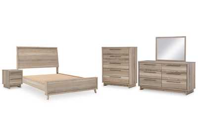 Hasbrick Queen Panel Bed with Mirrored Dresser, Chest and Nightstand,Signature Design By Ashley