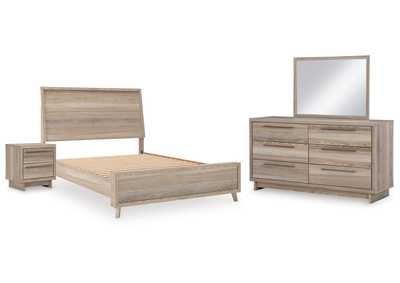 Hasbrick Queen Panel Bed with Mirrored Dresser and Nightstand,Signature Design By Ashley