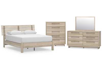 Hasbrick Queen Panel Bed with Mirrored Dresser and Chest,Signature Design By Ashley