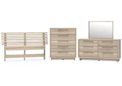 Hasbrick Queen Panel Headboard with Mirrored Dresser and Chest,Signature Design By Ashley