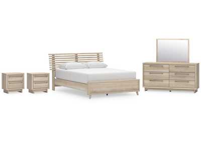 Hasbrick Queen Panel Bed with Mirrored Dresser and 2 Nightstands,Signature Design By Ashley