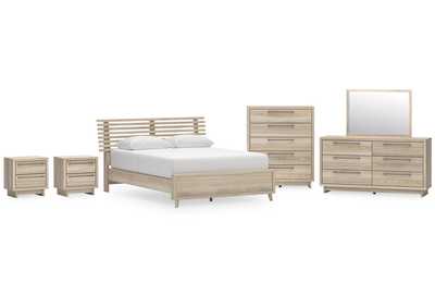 Hasbrick Queen Panel Bed with Mirrored Dresser, Chest and 2 Nightstands,Signature Design By Ashley