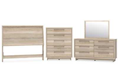 Hasbrick Queen Panel Headboard with Mirrored Dresser and Chest,Signature Design By Ashley