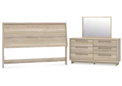 Hasbrick King Panel Headboard with Mirrored Dresser,Signature Design By Ashley