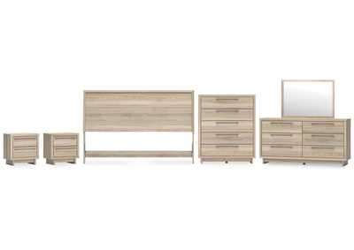 Hasbrick King Panel Headboard with Mirrored Dresser, Chest and 2 Nightstands,Signature Design By Ashley