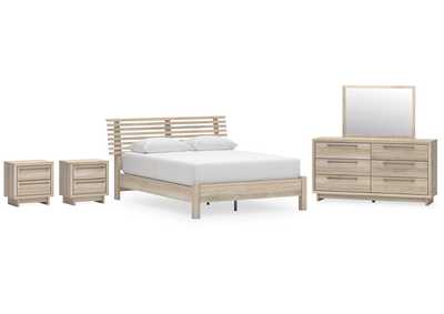 Hasbrick Queen Panel Bed with Mirrored Dresser and 2 Nightstands,Signature Design By Ashley