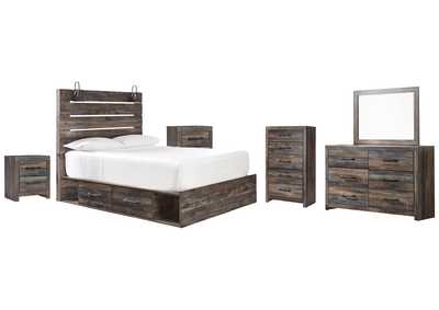 Drystan Twin Panel Bed with 2 Storage Drawers with Mirrored Dresser, Chest and 2 Nightstands,Signature Design By Ashley