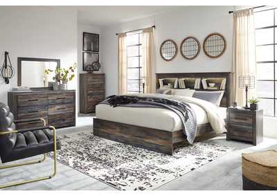 Drystan King Panel Bookcase Bed with Mirrored Dresser, Chest and Nightstand,Signature Design By Ashley