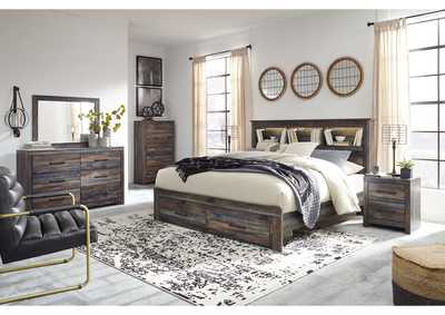 Drystan Queen Bookcase Bed with 2 Storage Drawers with Mirrored Dresser, Chest and Nightstand,Signature Design By Ashley