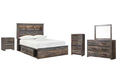 Drystan Full Bookcase Bed with 2 Storage Drawers with Mirrored Dresser, Chest and Nightstand,Signature Design By Ashley