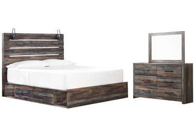 Drystan King Panel Bed with 4 Storage Drawers with Mirrored Dresser,Signature Design By Ashley