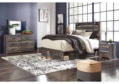 Drystan King Panel Bed with 2 Storage Drawers with Mirrored Dresser and Nightstand,Signature Design By Ashley