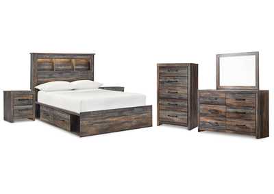 Drystan Full Bookcase Bed with 4 Storage Drawers with Mirrored Dresser, Chest and 2 Nightstands,Signature Design By Ashley