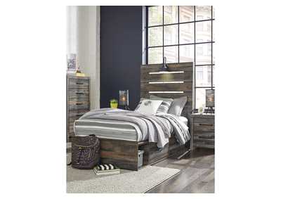 Drystan Twin Panel Bed with 4 Storage Drawers with Mirrored Dresser, Chest and Nightstand,Signature Design By Ashley