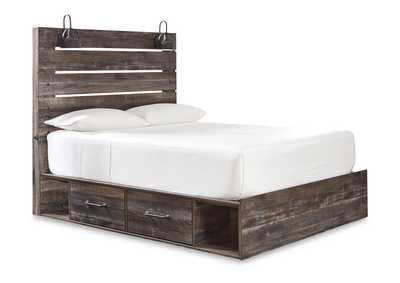 Drystan Queen Panel Bed with 2 Storage Drawers with Mirrored Dresser, Chest and 2 Nightstands,Signature Design By Ashley