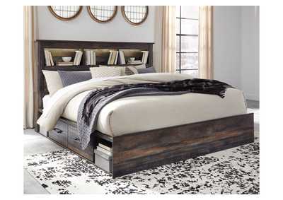 Drystan King Bookcase Bed with 4 Storage Drawers with Mirrored Dresser,Signature Design By Ashley