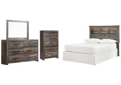 Image for Drystan Full Bookcase Headboard Bed with Mirrored Dresser and Chest