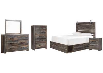 Drystan Queen Panel Bed with 2 Storage Drawers with Mirrored Dresser, Chest and Nightstand,Signature Design By Ashley