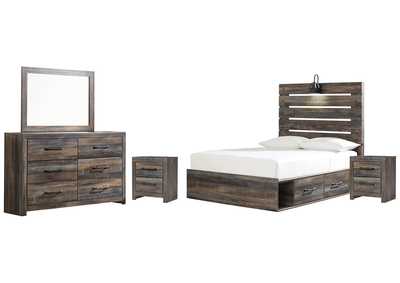 Drystan Full Panel Bed with 4 Storage Drawers with Mirrored Dresser and 2 Nightstands,Signature Design By Ashley