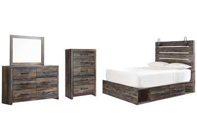 Drystan Queen Panel Bed with 4 Storage Drawers with Mirrored Dresser and Chest,Signature Design By Ashley