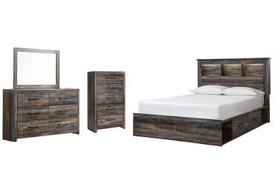 Drystan Queen Bookcase Bed with 2 Storage Drawers with Mirrored Dresser and Chest,Signature Design By Ashley