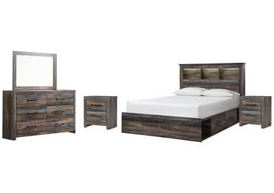 Drystan Queen Bookcase Bed with 2 Storage Drawers with Mirrored Dresser and 2 Nightstands,Signature Design By Ashley