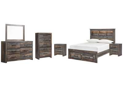 Drystan Full Bookcase Bed with 2 Storage Drawers with Mirrored Dresser, Chest and 2 Nightstands,Signature Design By Ashley