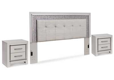 Zyniden King Upholstered Panel Headboard with 2 Nightstands,Signature Design By Ashley