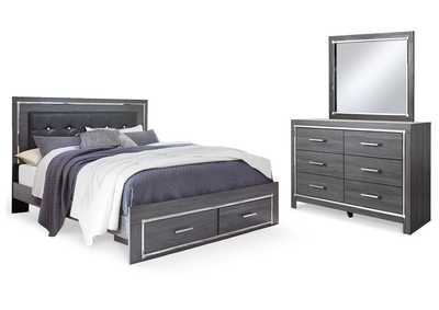 Lodanna King Panel Bed with 2 Storage Drawers with Mirrored Dresser,Signature Design By Ashley