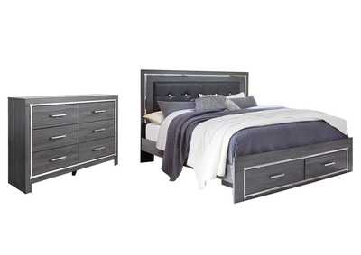 Lodanna King Panel Bed with 2 Storage Drawers with Dresser,Signature Design By Ashley