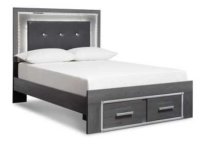 Lodanna Queen Panel Bed with 2 Storage Drawers with Mirrored Dresser, Chest and Nightstand,Signature Design By Ashley