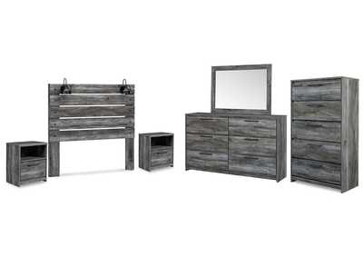Image for Baystorm Queen Panel Headboard with Mirrored Dresser, Chest and 2 Nightstands
