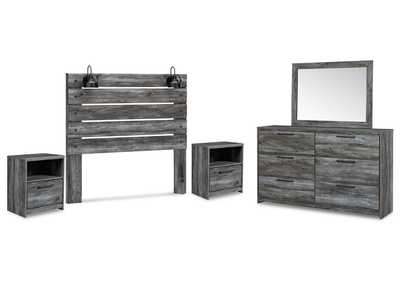 Image for Baystorm Queen Panel Headboard with Mirrored Dresser and 2 Nightstands