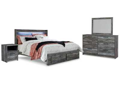 Baystorm King Panel Storage Bed with Mirrored Dresser and Nightstand,Signature Design By Ashley