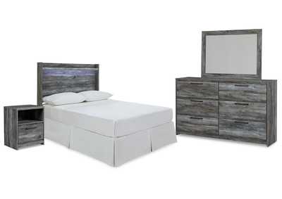Image for Baystorm Full Panel Headboard with Mirrored Dresser and Nightstand