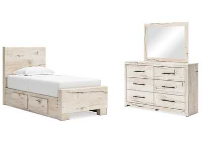 Lawroy Twin Panel Bed with Mirrored Dresser,Signature Design By Ashley