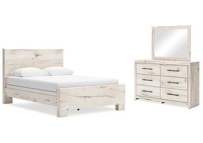 Lawroy Queen Panel Bed with Mirrored Dresser,Benchcraft