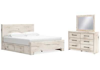 Lawroy King Panel Bed with Mirrored Dresser,Signature Design By Ashley