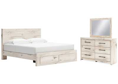 Lawroy King Panel Storage Bed with Mirrored Dresser,Signature Design By Ashley