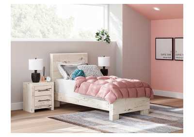 Lawroy Twin Panel Bed with Mirrored Dresser,Benchcraft