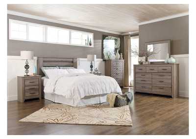 Zelen Queen/Full Panel Headboard Bed with Mirrored Dresser, Chest and Nightstand,Signature Design By Ashley