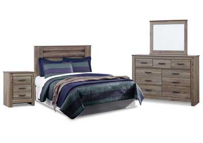 Image for Zelen Queen Panel Headboard Bed with Mirrored Dresser and Nightstand
