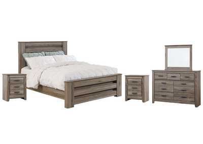 Image for Zelen Queen Panel Bed with Mirrored Dresser and 2 Nightstands