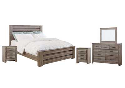 Image for Zelen King Panel Bed with Mirrored Dresser and 2 Nightstands
