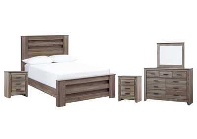 Image for Zelen Full Panel Bed with Mirrored Dresser and 2 Nightstands